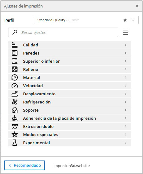 configuraciones de Cura-Ajustes avanzados