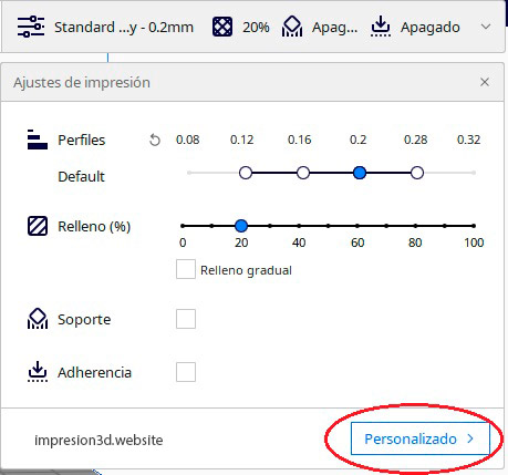 Configuraciones de Cura-ajustes de impresión
