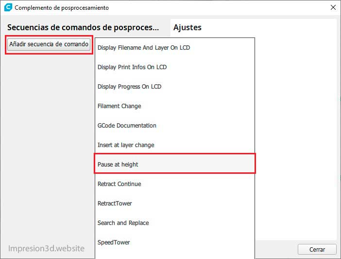 Como imprimir en dos colores con un solo extrusor - Pause at heigth