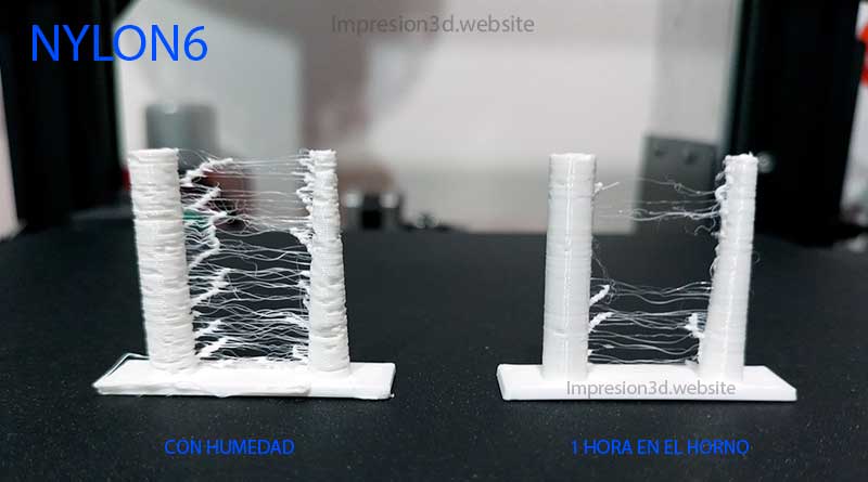 Nylon6: Prueba de Stringing antes y despues