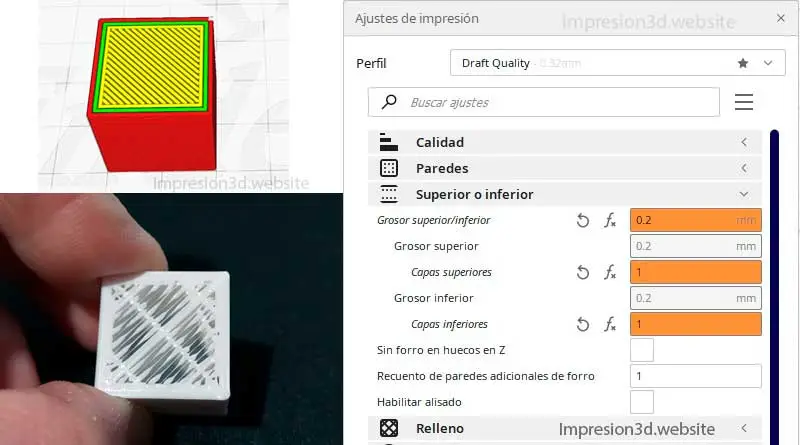 Capas superiores e inferiores en Cura