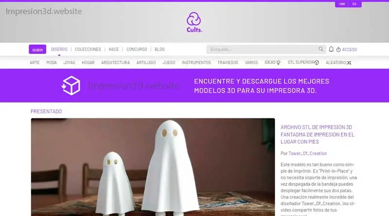 Vender diseños 3D en Cults