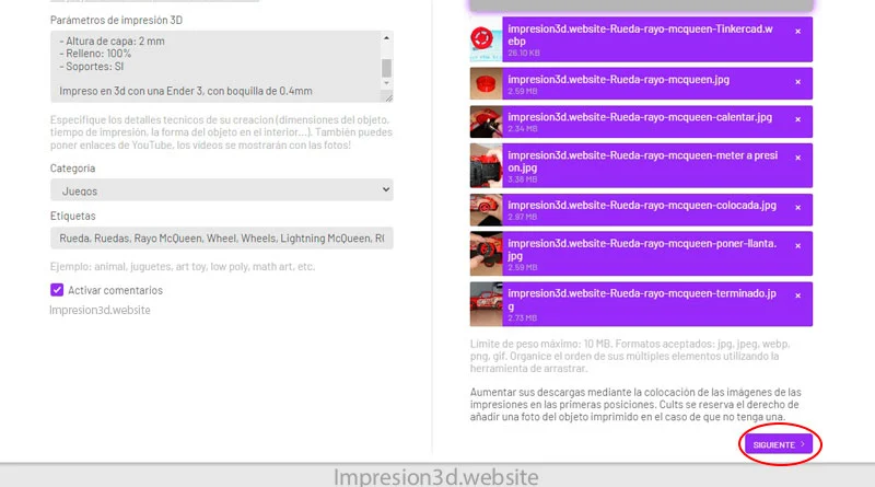 Cults3d subir archivos