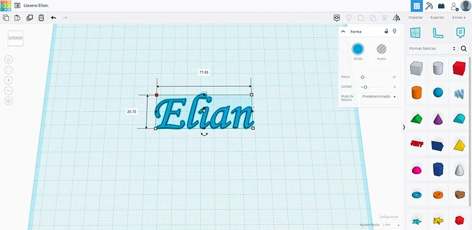 Llaveros con nombre 3D-modelar en Tinkercad