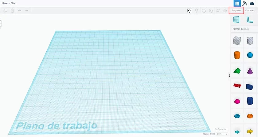 llaveros con nombre 3d-importar en tinkercad