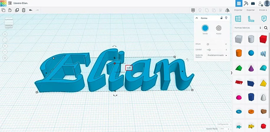 Llaveros con nombre 3D-Modificar su altura