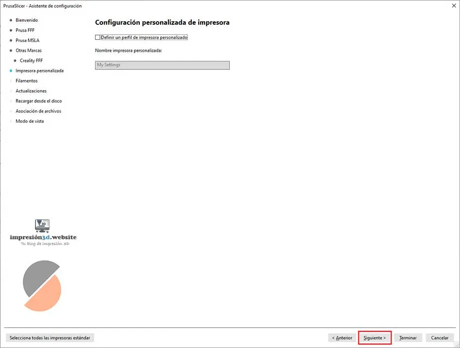 configuracion personalizada