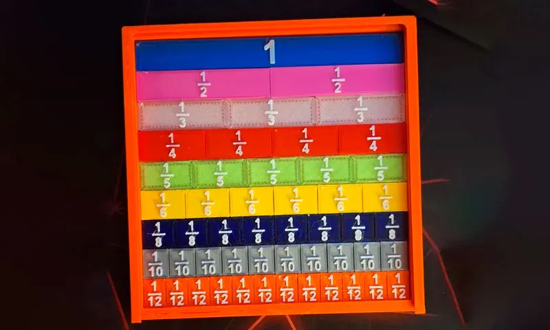 Impresión 3D para escuelas - Tablero de fracciones matemáticas