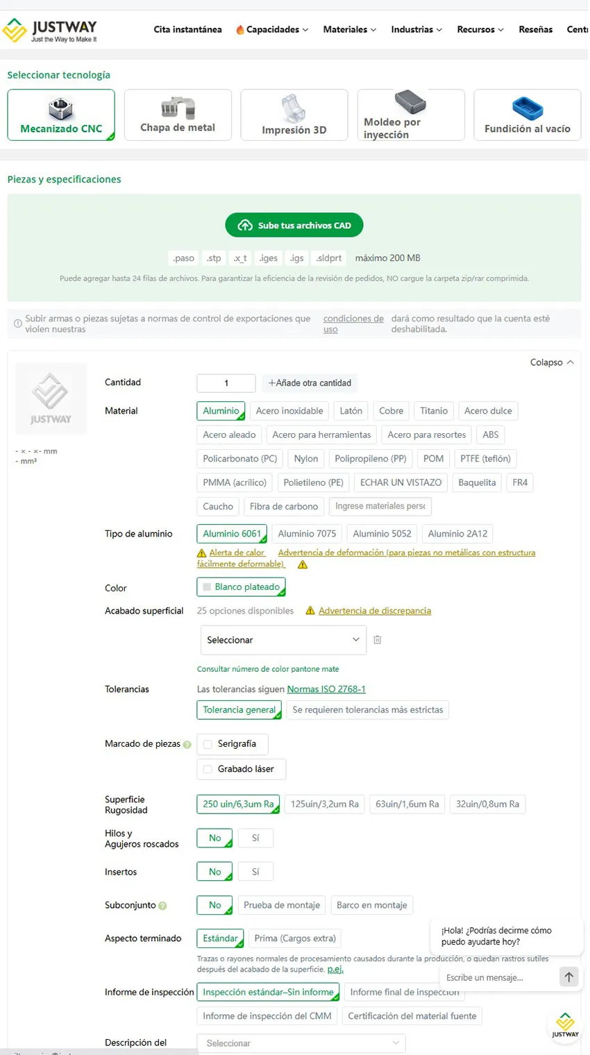 Servicio de prototipado rápido de Justway.com
