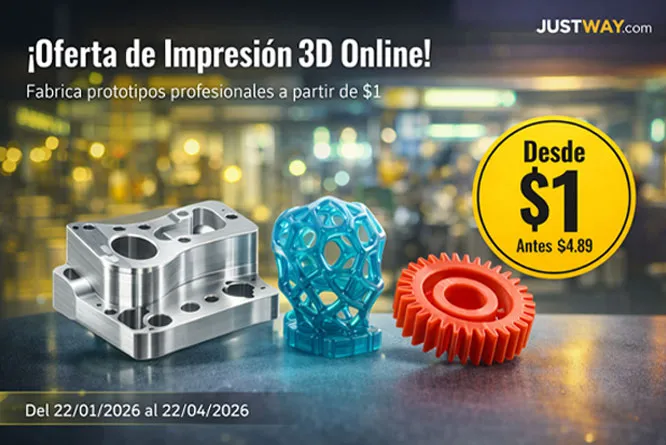 Oferta Justway impresión 3D a 1 dólar promoción 2026