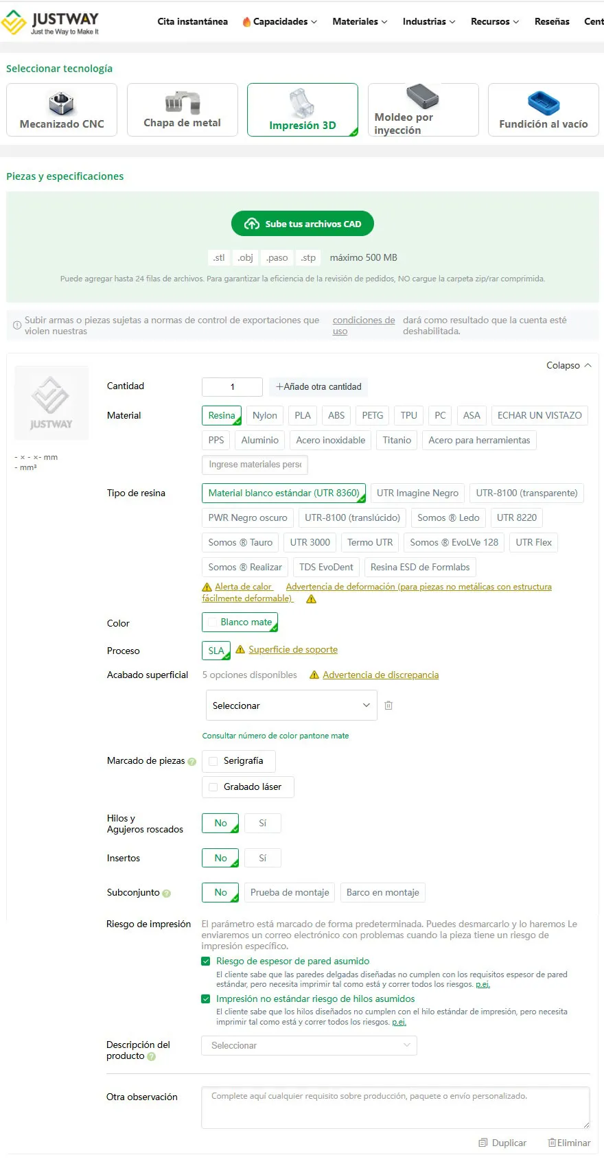 Prototipado rápido de justway.com